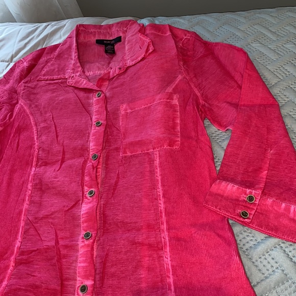Style & Co. button down garment dyed semi sheer shirt NWOT Pink size PM - Picture 11 of 11